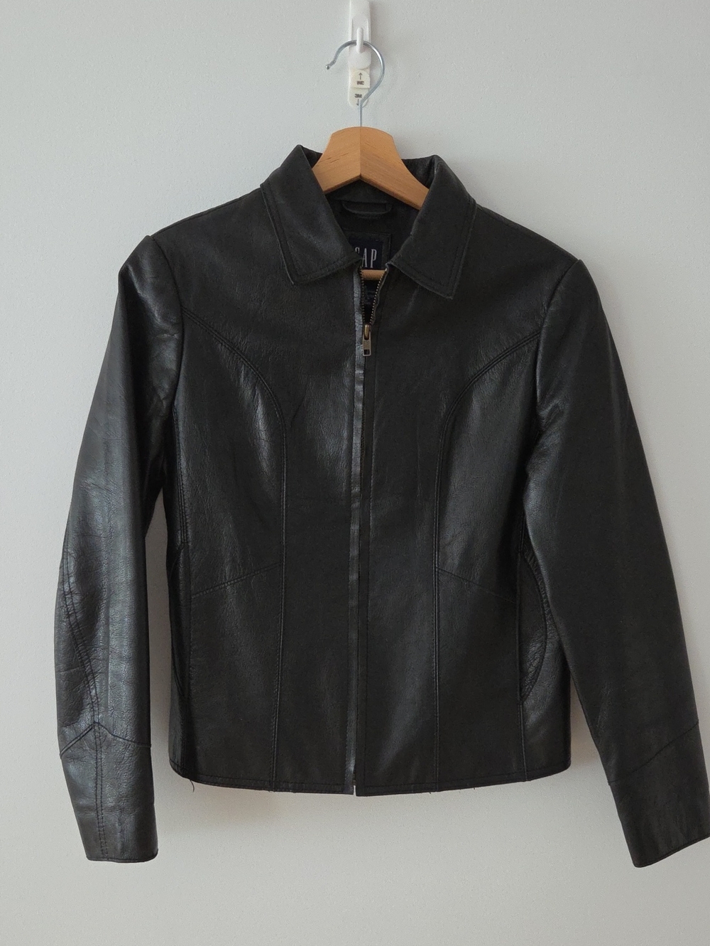 2001 Gap Black Leather Zip Jacket